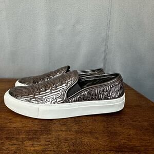Women's Metallic Juicy Couture Bronze Ruby Logo Slip On Tennis Shoes Flats Sz 8